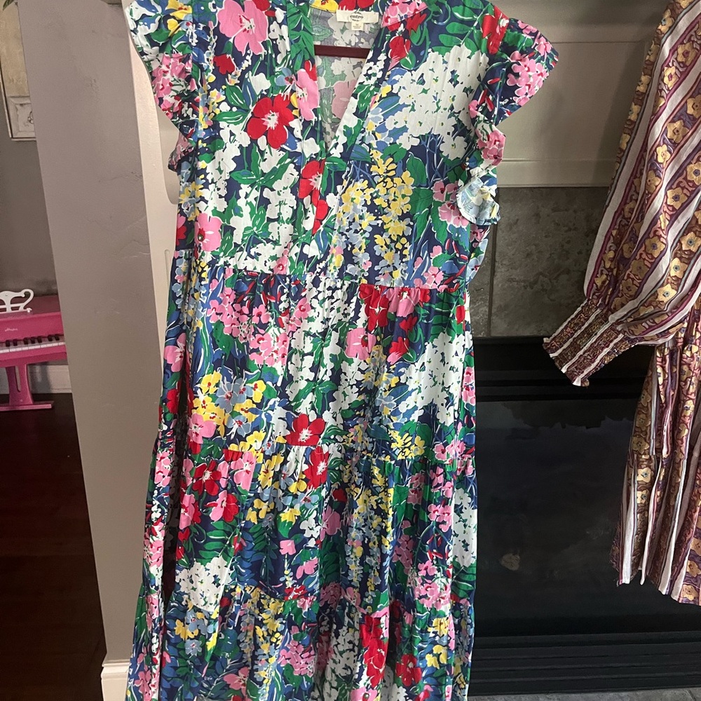 Red and Green Flutter Sleeve Sundress